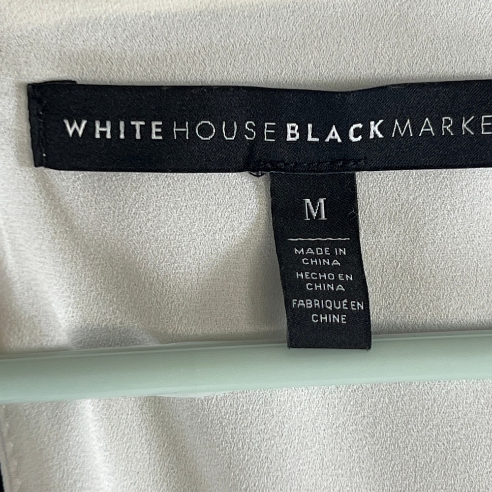 White House Black Market White Kimono Sleeve V-Neck Keyhole Back Blouse Medium - Picture 3 of 6
